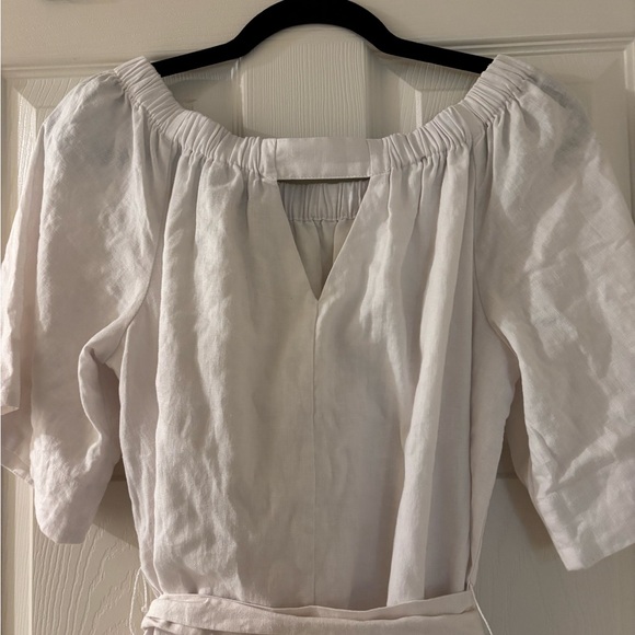 Banana Republic White Off-Shoulder Tie Front Linen Blend Sundress Small - Picture 7 of 8